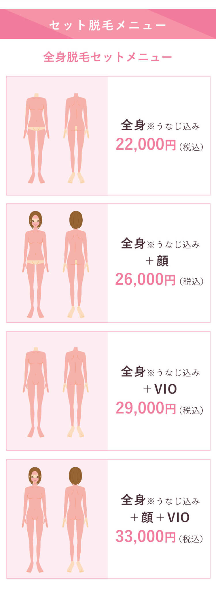 セット脱毛メニュー