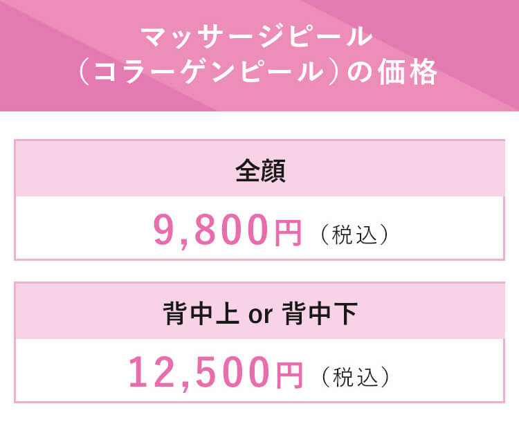 マッサージピール（コラーゲンピール）の価格 全顔9,800円税込